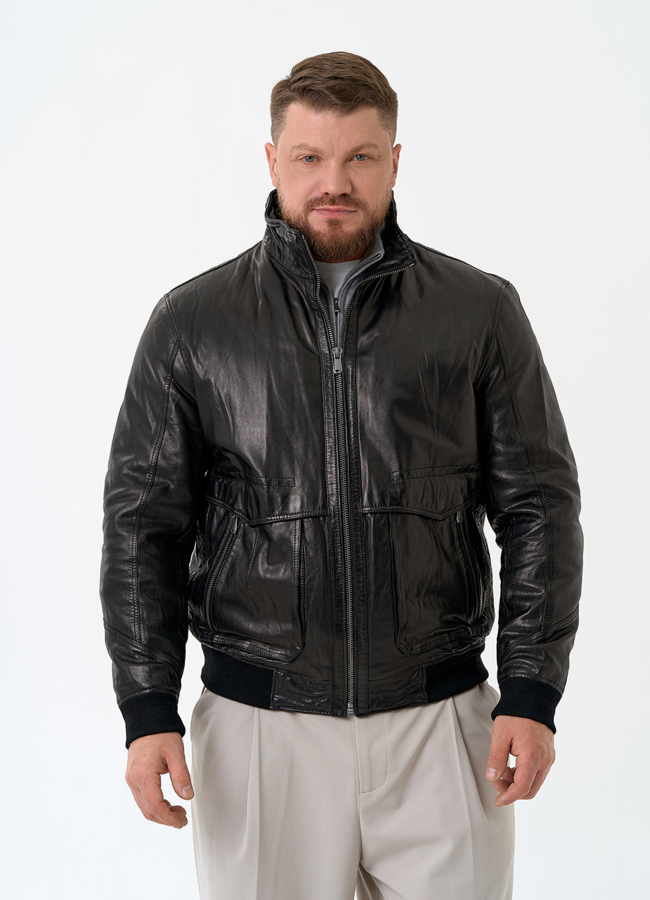 Мужская утепленная куртка из натуральной кожи модель № 32037 универмаг малина