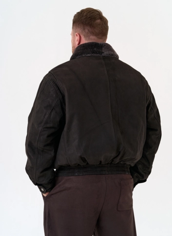 Куртка пилот из натуральной кожи с отделкой из овчины