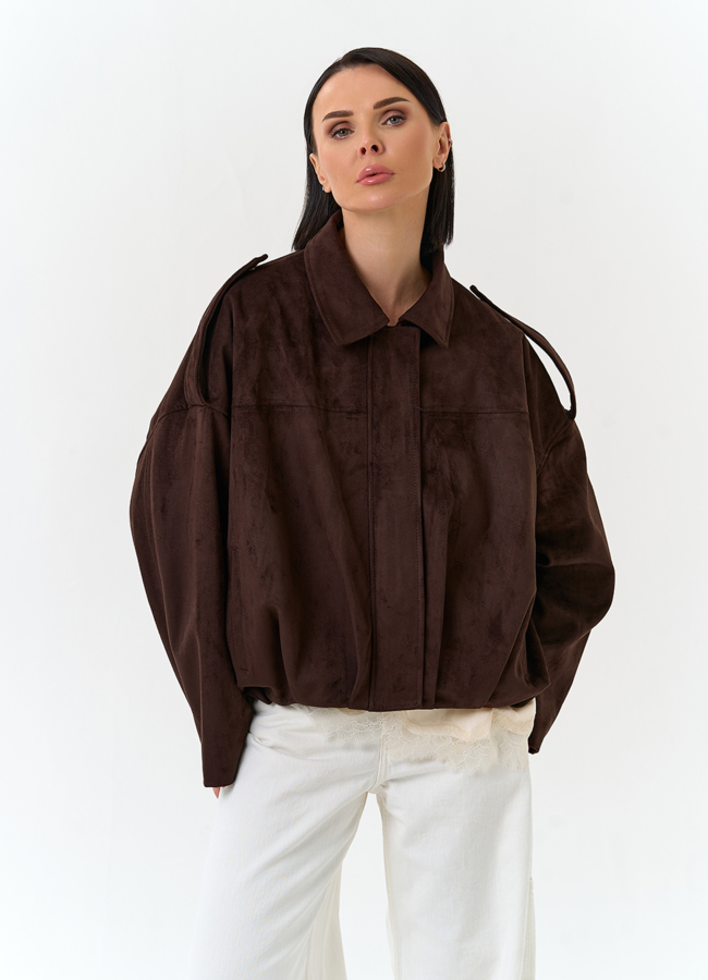 Женская объемная куртка бомбер модель № 33030 меха малина