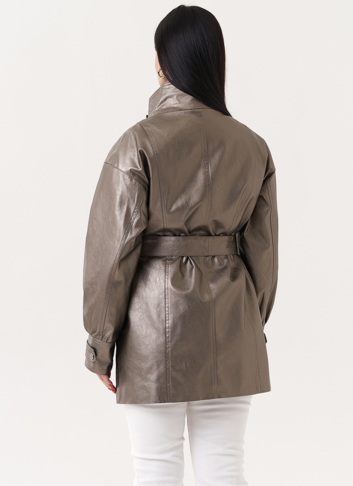 Женский жакет из эко кожи под бронзу