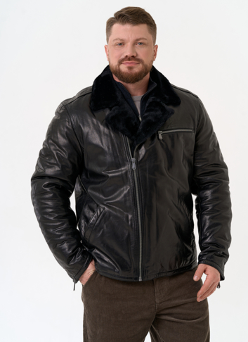 Куртка из натуральной кожи с воротником из овчины Куртка из натуральной кожи с воротником из овчины