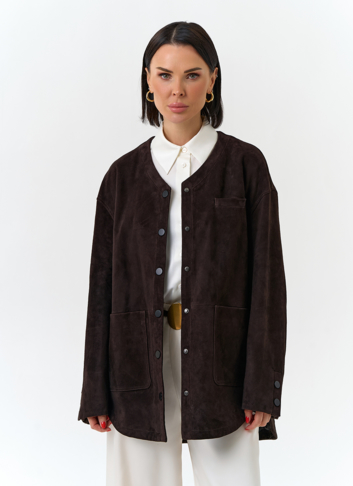 Удлиненная куртка из натуральной замши