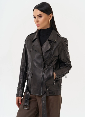 Женская куртка-косуха из натуральной кожи фото