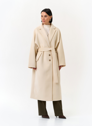 Женское свободное пальто с поясом