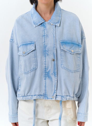 Женская объемная джинсовая куртка 