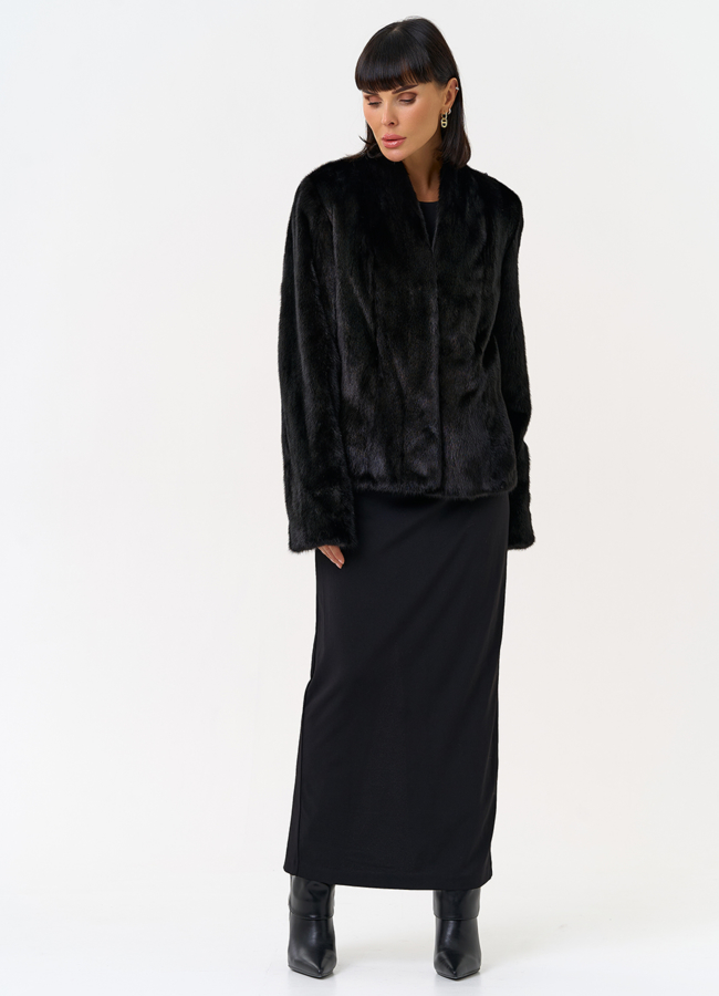 Укороченная шуба из меха норки  модель № 31602 универмаг малина