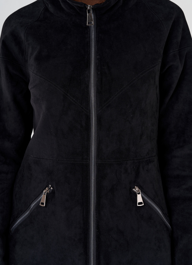 Куртка из эко замши с капюшоном модель № 24104 универмаг малина