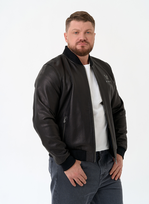 Мужская куртка бомбер из натуральной кожи