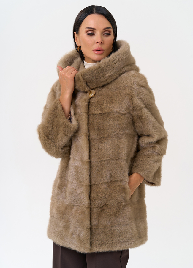 Шуба из норки бежевого цвета модель № 31332 универмаг малина