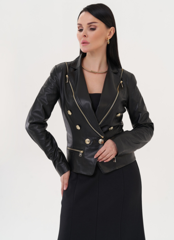 Куртка из натуральной кожи с акцентными пуговицами Куртка из натуральной кожи с акцентными пуговицами