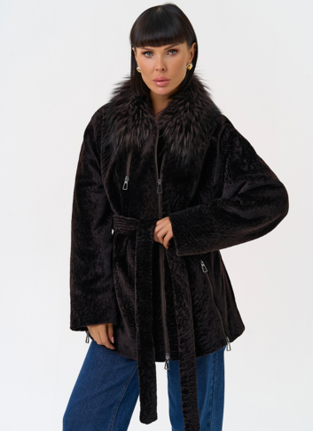 Дубленка натуральная с воротником из меха лисы