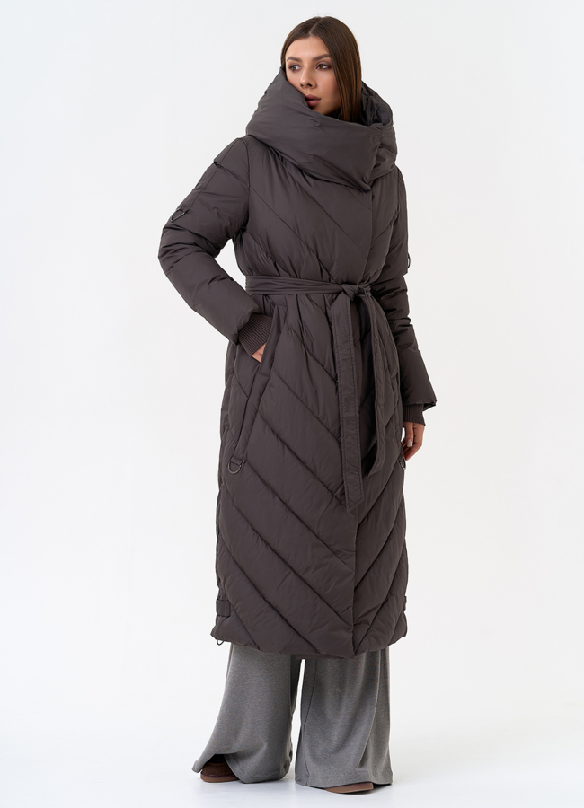 Женский длинный пуховик с капюшоном модель № 31394 в кредит