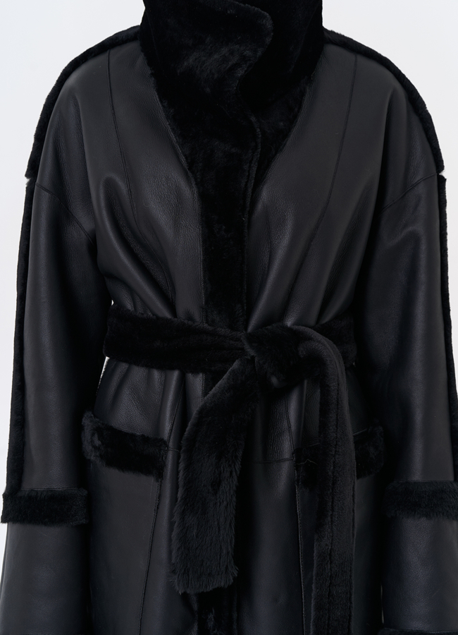 Женская двухсторонняя дубленка с воротником стойкой модель № 31914 универмаг малина