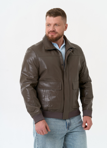 Мужская куртка бомбер из натуральной кожи