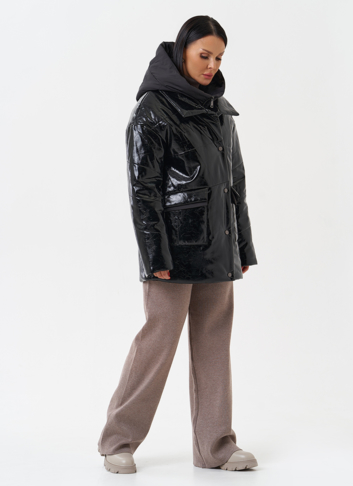 Куртка женская из эко кожи с капюшоном