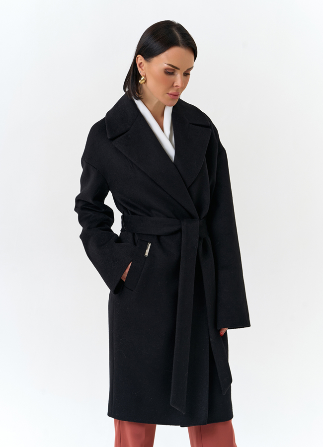 Женское пальто черного цвета модель № 32541 универмаг малина