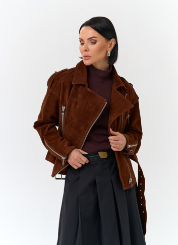 Куртка из натуральной замши с поясом