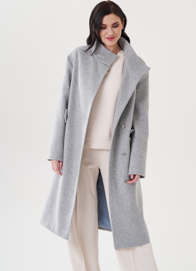 Женское пальто с воротником стойка модель № 24384 универмаг малина