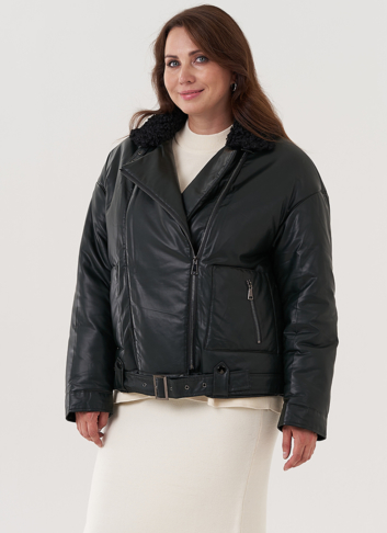 Косуха утепленная из экокожи с отделкой из экомеха Косуха утепленная из экокожи с отделкой из экомеха