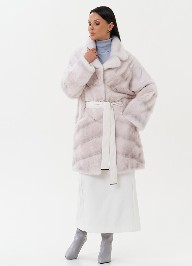 Шуба из норки с английским воротником  модель № 25599 универмаг малина