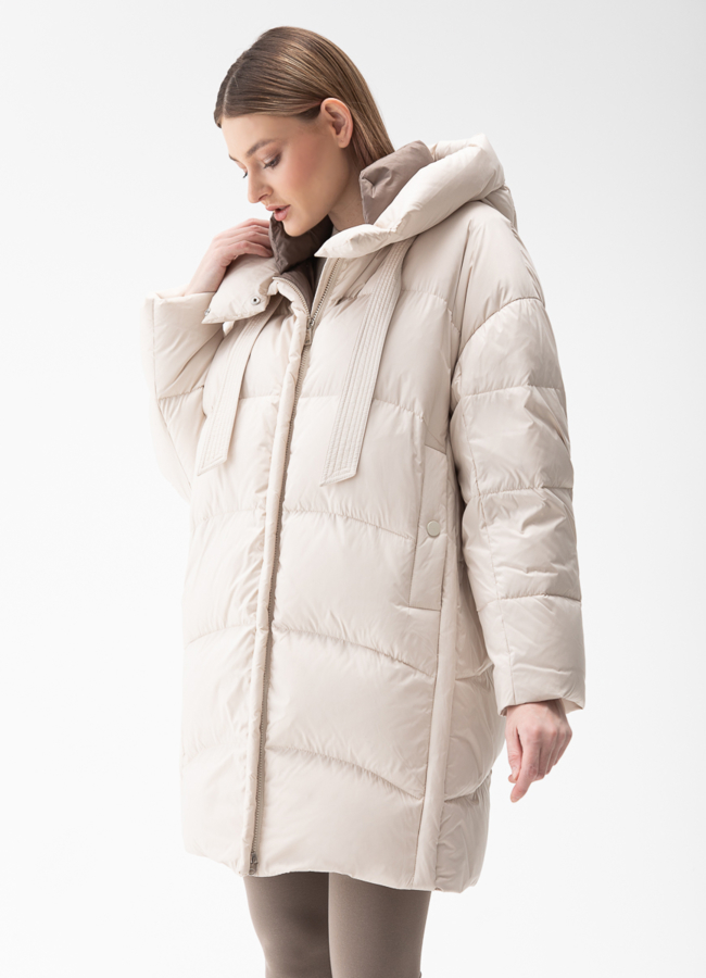 Женский пуховик с капюшоном  модель № 28016 в рассрочку