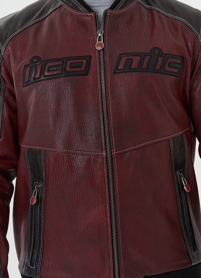 Мужская куртка мото из натуральной кожи модель № 26825 в кредит