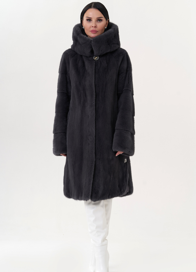 фото Шуба из норки в цвете графит модель № 24812