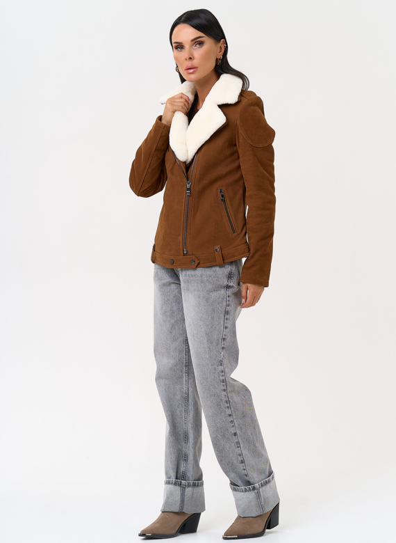 Косуха из натуральной замши с мехом