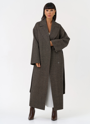 Женское длинное пальто с английским воротником