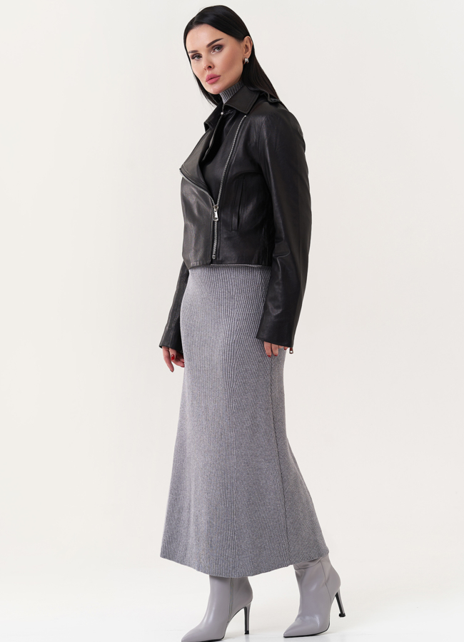 фото Укороченная куртка из натуральной кожи модель № 26895