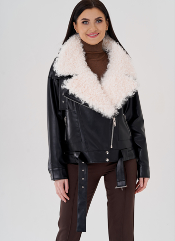 Куртка косуха на утеплении с отделкой натуральный козлик Куртка косуха на утеплении с отделкой натуральный козлик