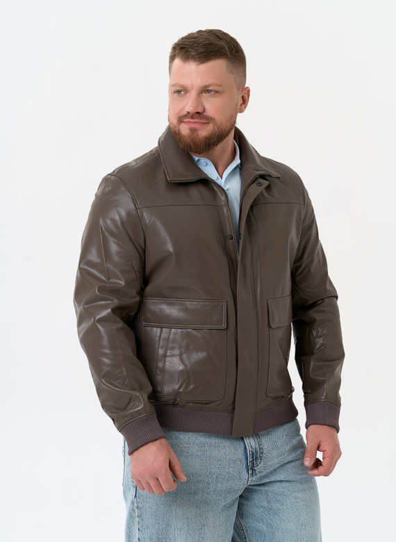 Мужская куртка бомбер из натуральной кожи