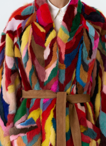 Норковая шуба в стиле пэчворк