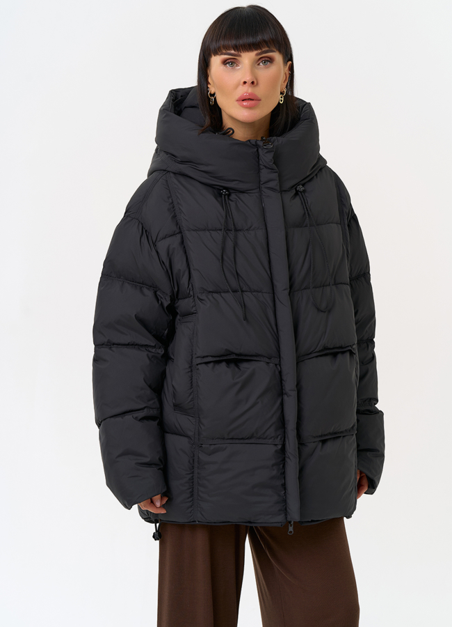 Двухсторонний женский пуховик с капюшоном модель № 31595 универмаг малина