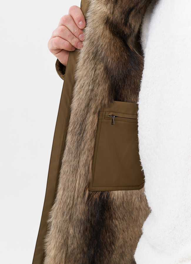 Парка мужская на мехе из волка модель № 29069 универмаг малина