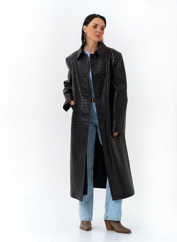 Женский плащ из натуральной кожи 