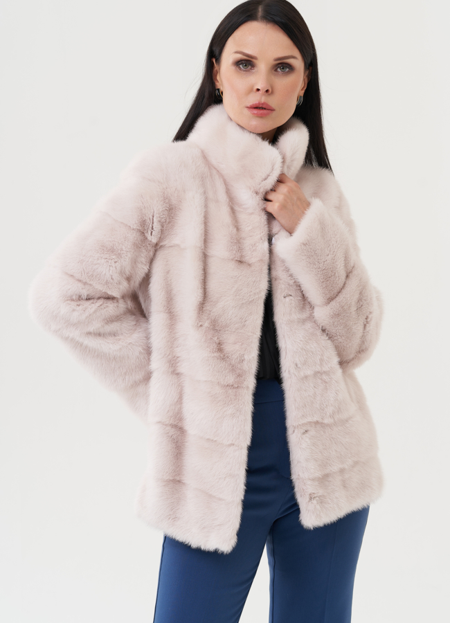 Шуба из меха норки бежевого цвета модель № 25393 универмаг малина