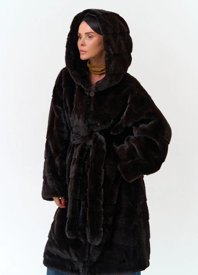 Женское пальто из эко меха модель № 33876 в кредит