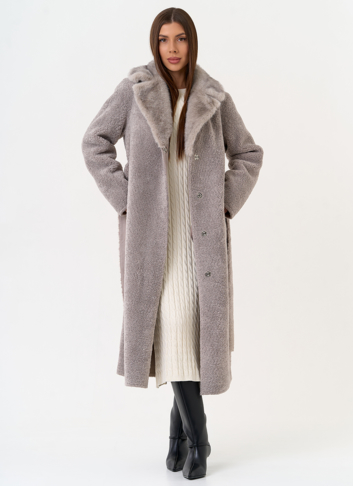 Женская двухсторонняя дубленка из эко замши