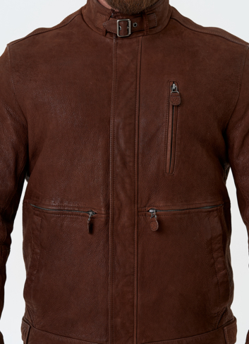 Мужская куртка из натуральной кожи коричневого цвета