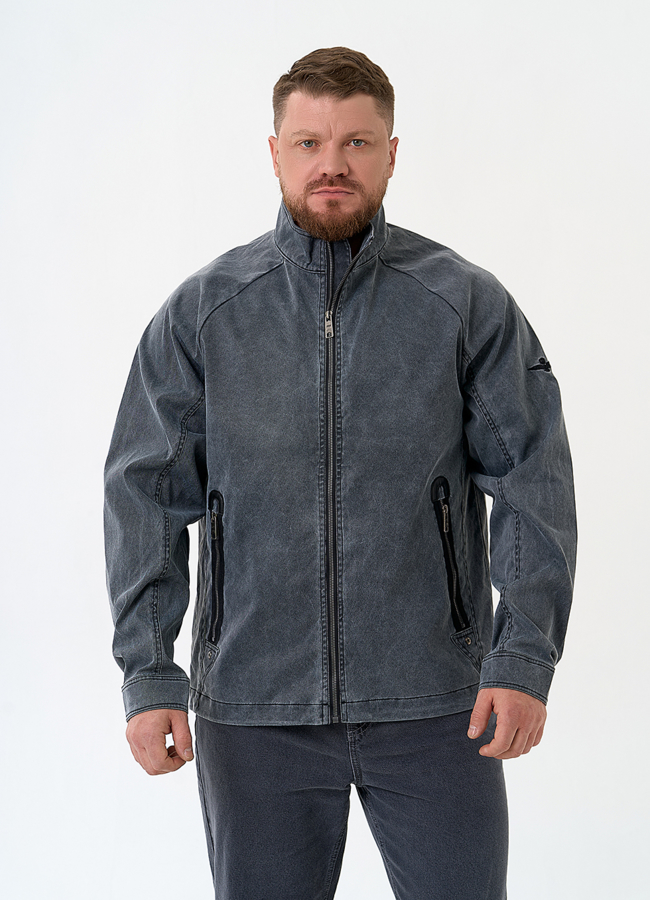 Мужская джинсовая куртка модель № 27271 меха малина