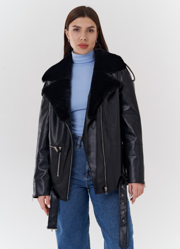 Куртка-косуха из эко кожи на утеплителе с натуральным мутоном Куртка-косуха из эко кожи на утеплителе с натуральным мутоном