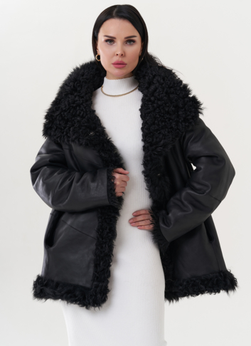 Двухсторонняя дубленка черного цвета